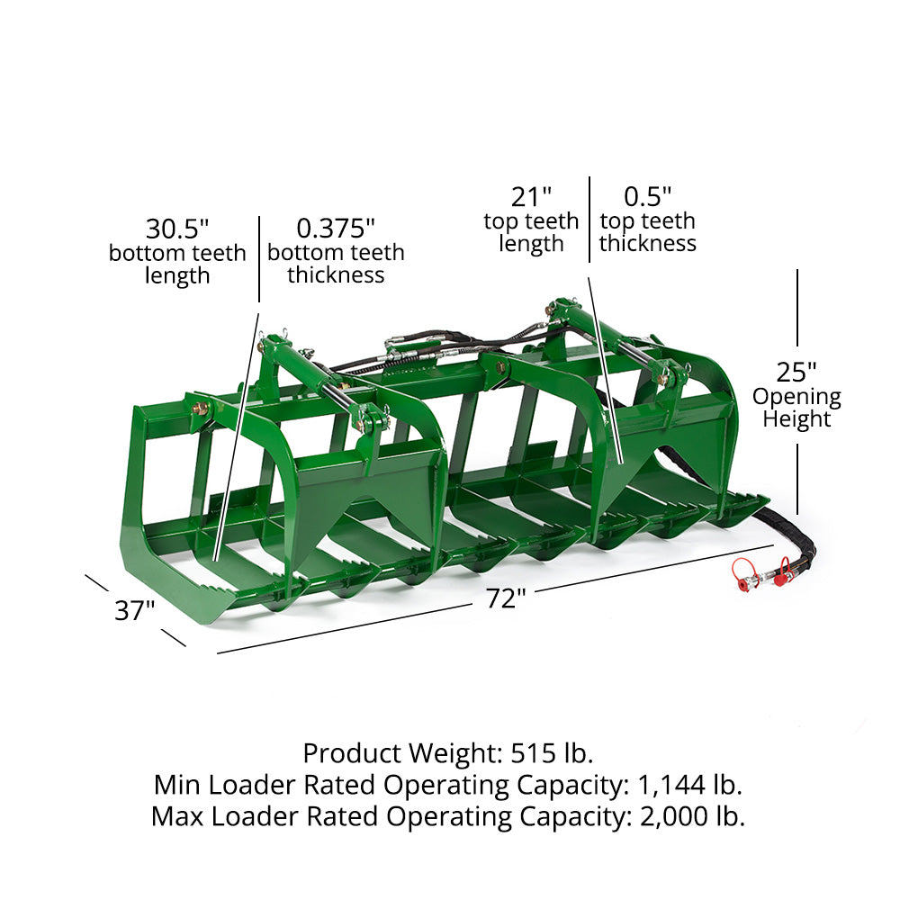 Economy Series Root Grapple Bucket Fits John Deere | 72" - view 10