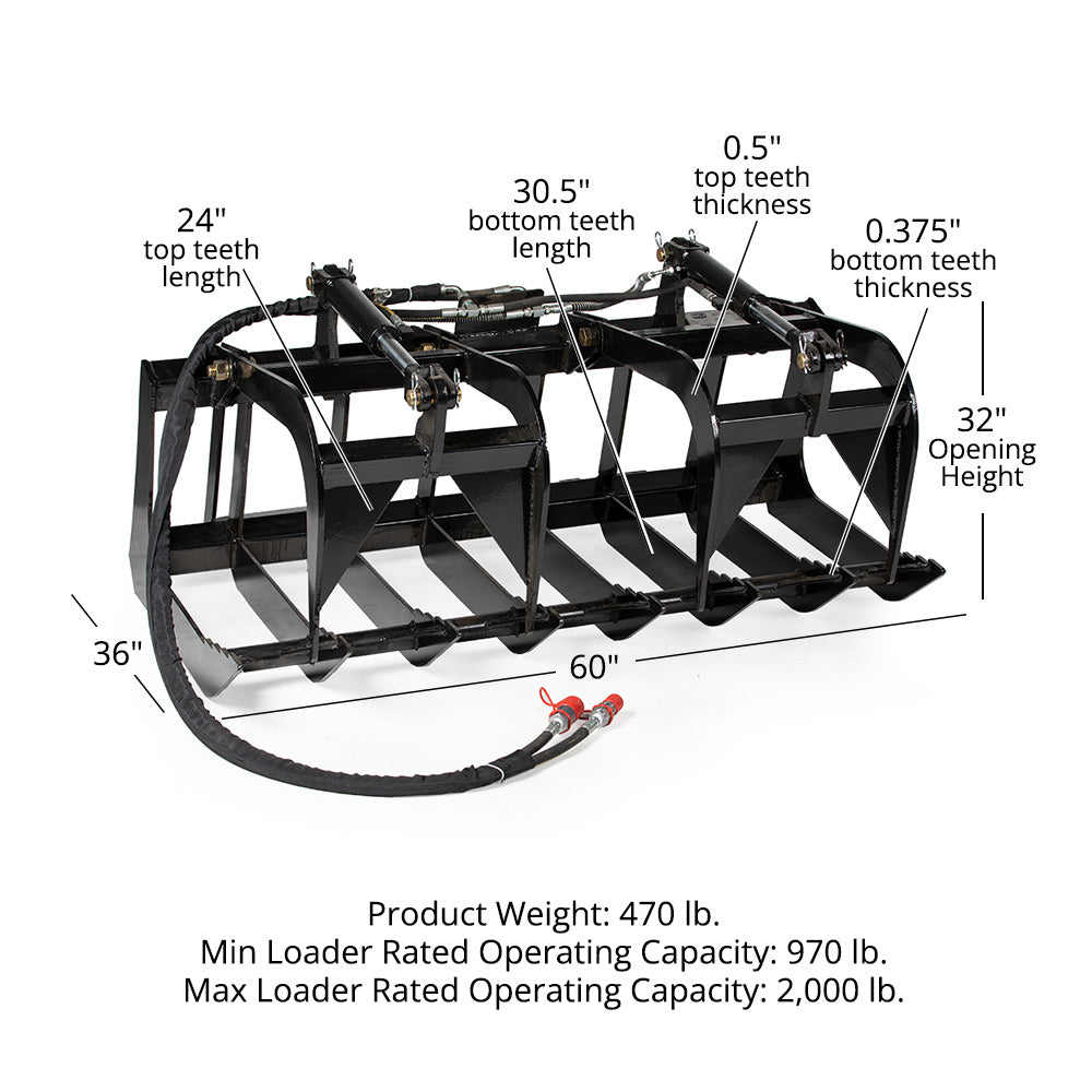 Economy Series Skid Steer Root Grapple Bucket | 60"