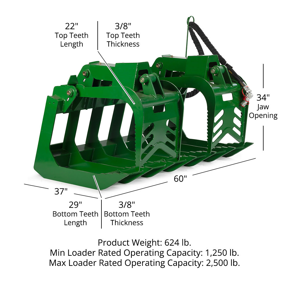 Grade 50 Standard Series Root Grapple Bucket Fits John Deere | 60"