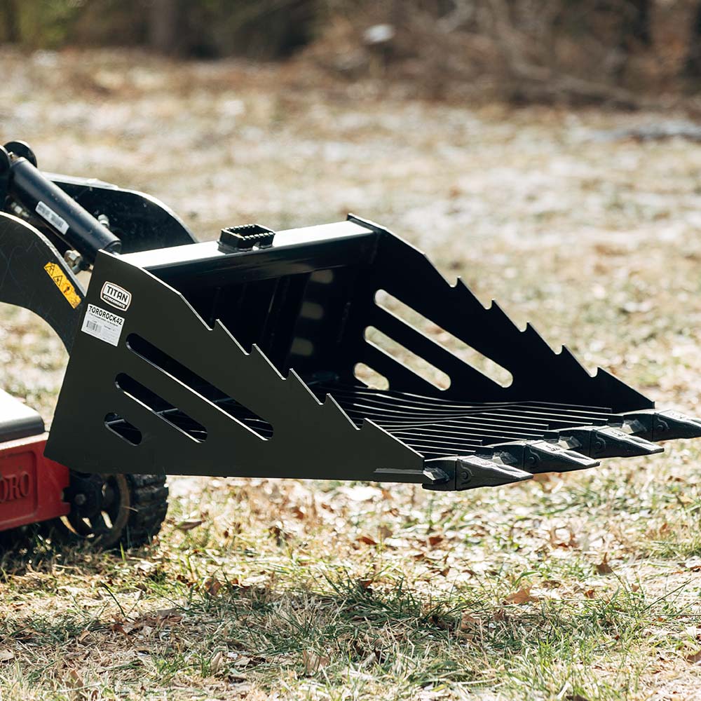 Mini Skid Steer Skeleton Rock Bucket With Teeth