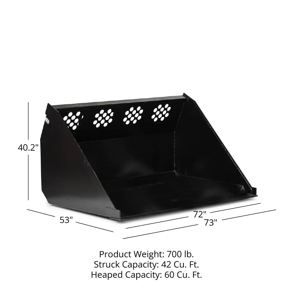 High Capacity Skid Steer Bucket | 72"