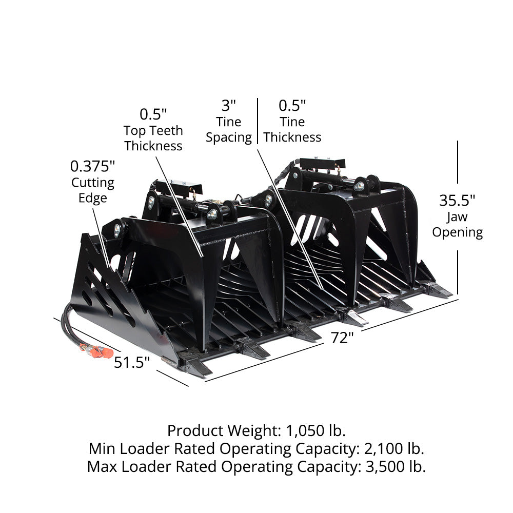 Fine Grade Skeleton Rock Grapple Rakes | 72"
