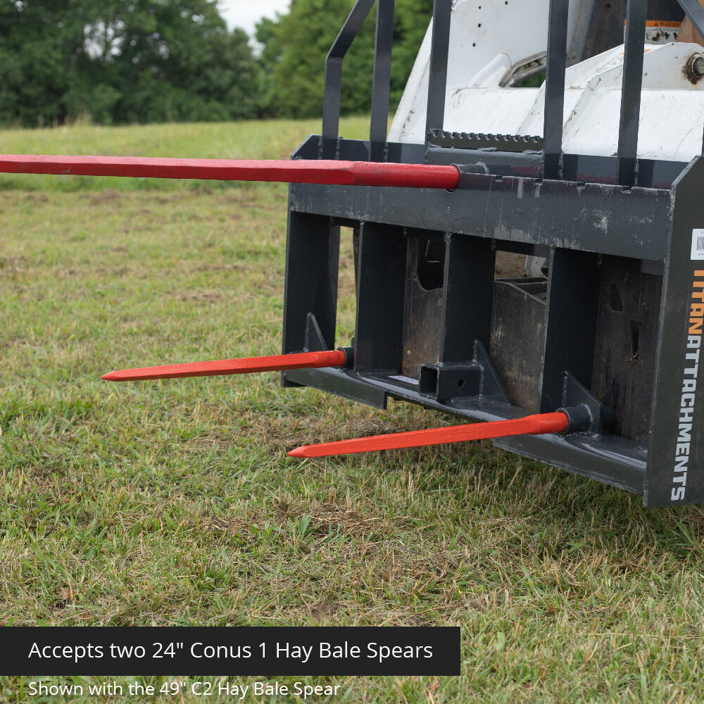 Class 3 Step-Through Hay Frame Attachment, 7,500 LB Capacity | 39" Main Spear + (2) 24" C1 Hay Bale Spears