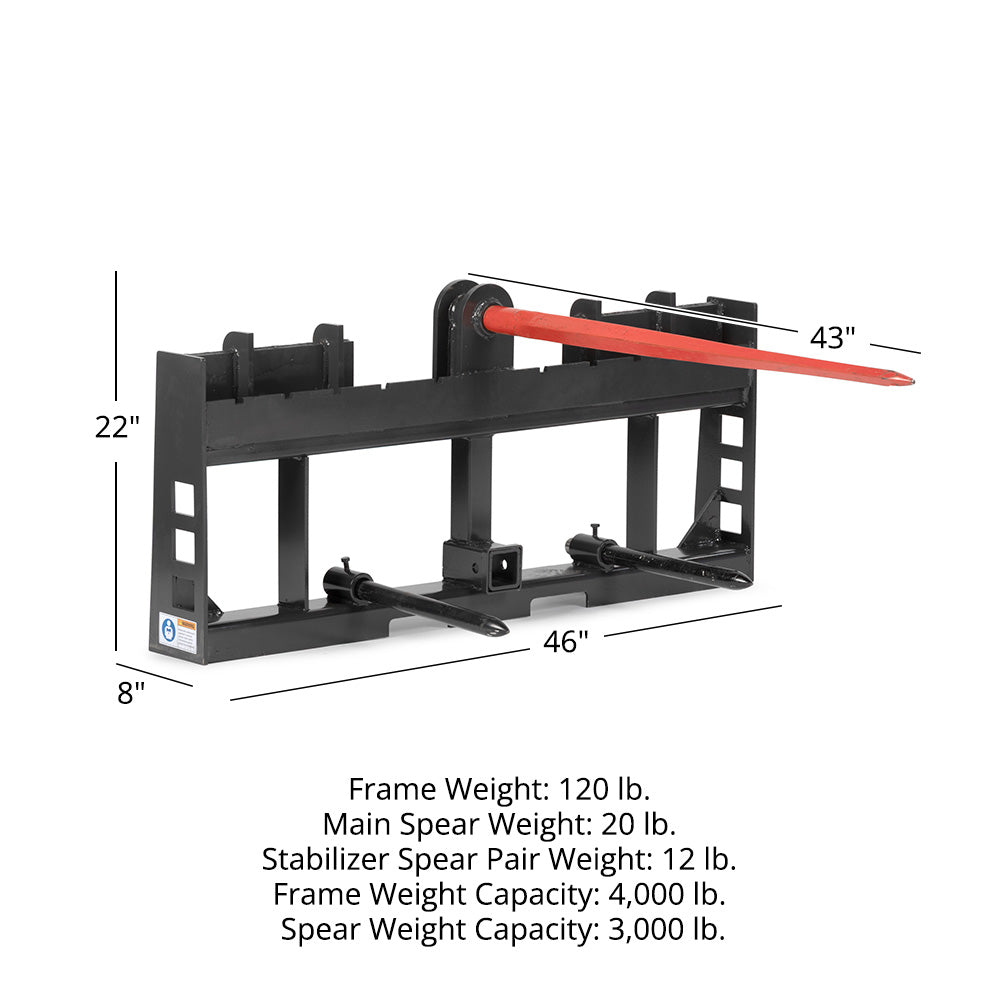 Economy Series Hay Frame Attachment | 43" Main Spear + 17.5" Stabilizers - view 30