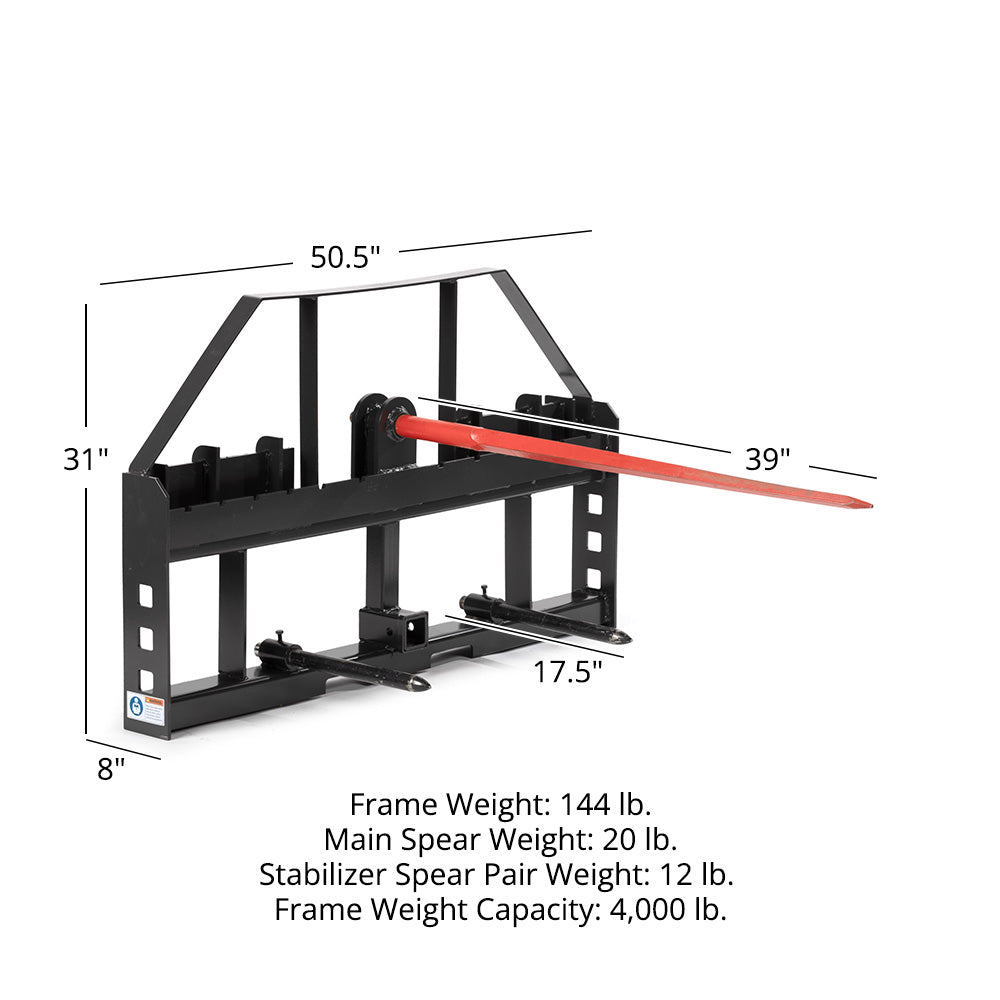 Standard Series Hay Frame Attachment | 39" Main Spear + 17.5" Stabilizers - view 20
