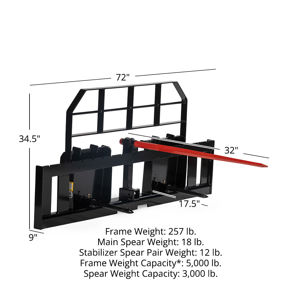 XL Hay Frame Attachment | 72" / Frame + 32" Spear