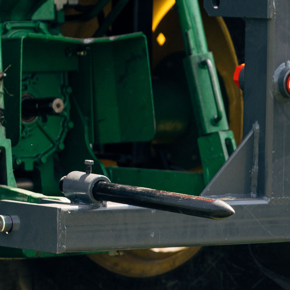 USA Made 3 Point Hay Bale Drawbar Fits Cat 1 & 2 Tractors | 43" Main Spear + 17.5" Stabilizers
