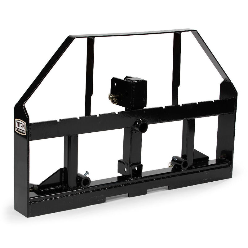 SCRATCH AND DENT - Pallet Fork Hay Frame Attachment with Rack, Receiver Hitch, Spear Sleeves Fits Cat I & II Tractors - FINAL SALE