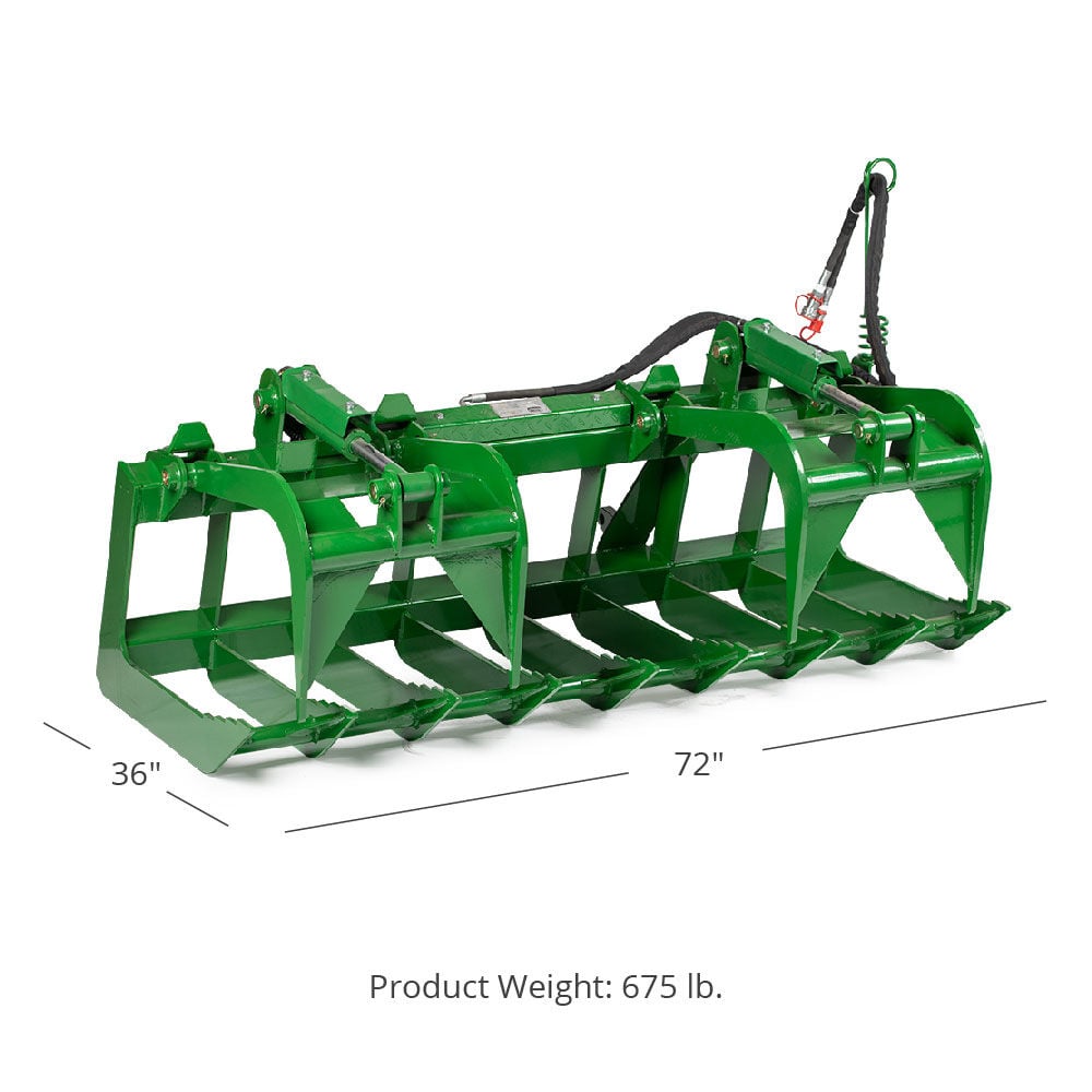 SCRATCH AND DENT - 72" Root Grapple Bucket Attachment fits Global Euro John Deere Loaders - FINAL SALE