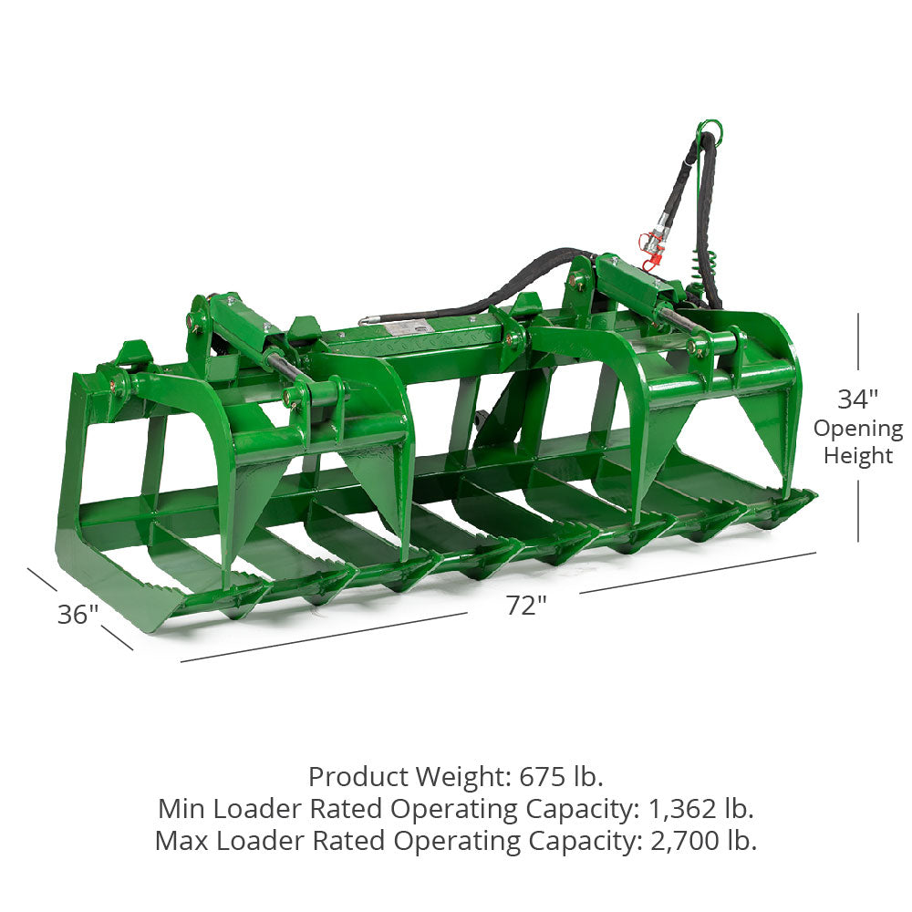 72" Standard Series Root Grapple Bucket Fits John Deere Global Euro - view 10