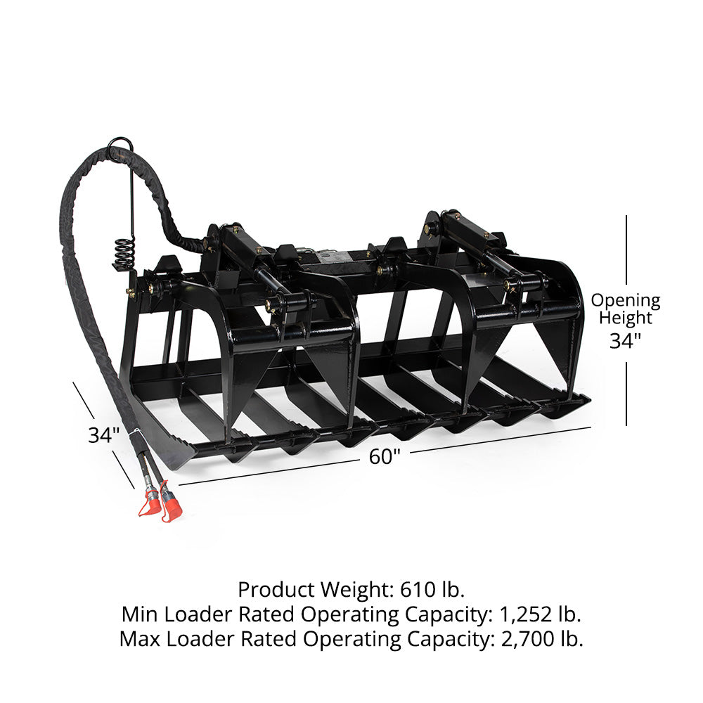 60" Standard Series Skid Steer Root Grapple Bucket