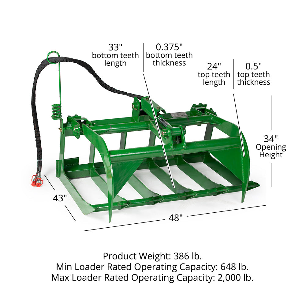 Economy Series Root Grapple Bucket, Fits John Deere | 48" - view 11