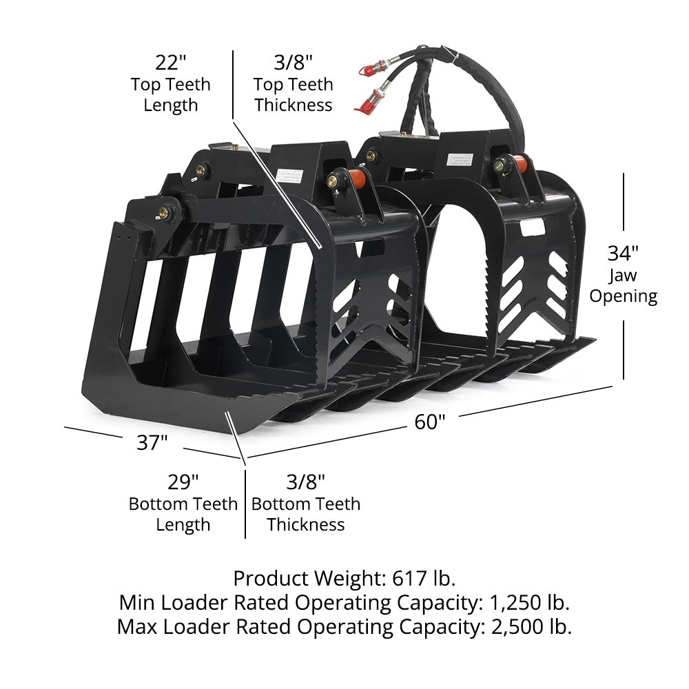 Grade 50 Standard Series Skid Steer Root Grapple Bucket | 60" - view 10