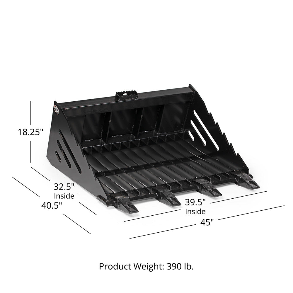 Mini Skid Steer Skeleton Rock Bucket With Teeth