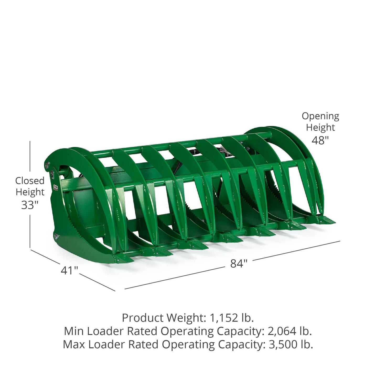 HD Root Grapple Rake Attachment Fits John Deere Loaders | 84" (Recommended for Series 4 Tractors) - view 30