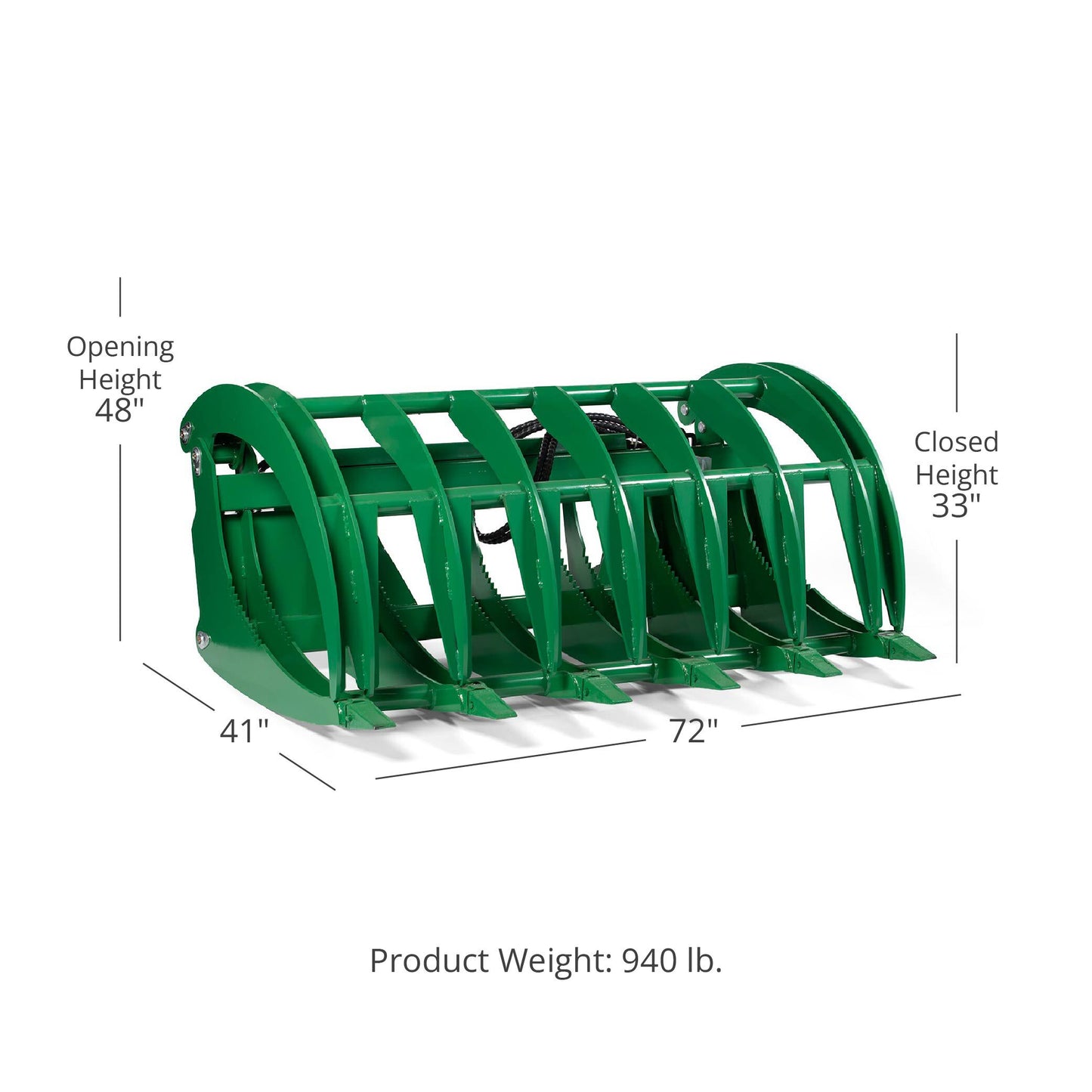 Global Euro HD Root Grapple Rake Attachment Fits John Deere Tractors | 72" - view 8