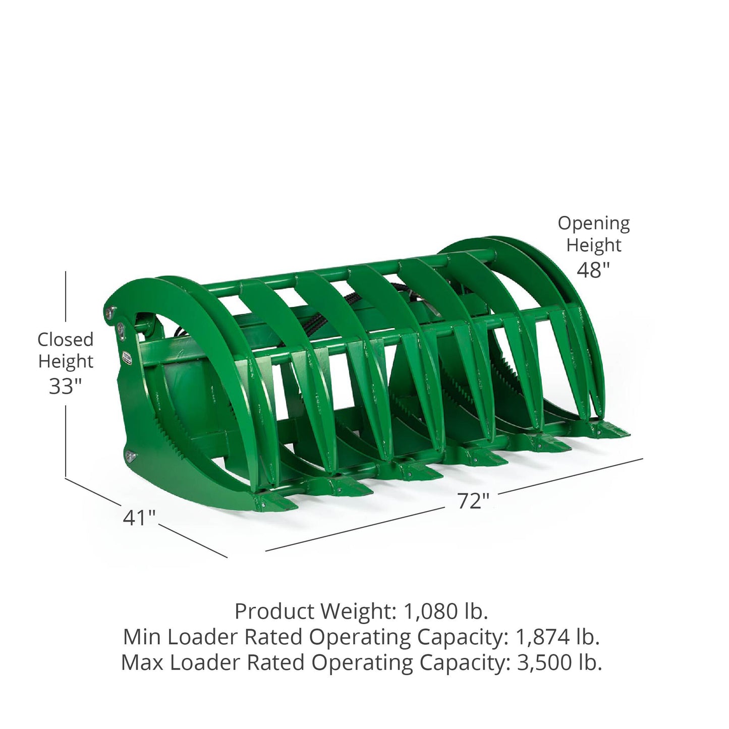 HD Root Grapple Rake Attachment Fits John Deere Loaders | 72" (Recommended for Series 4 Tractors) - view 20