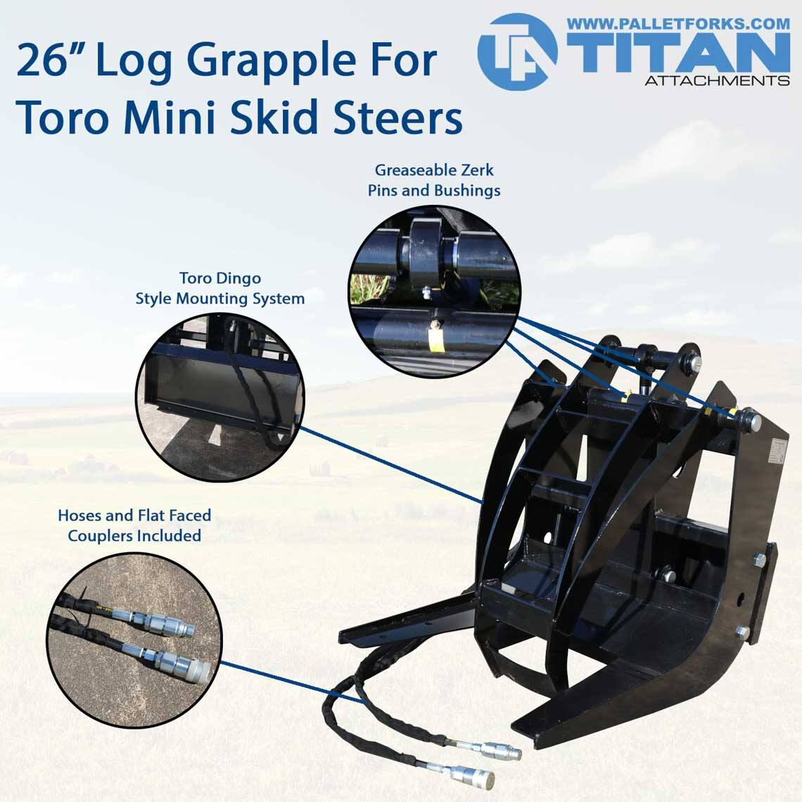 26" Log Grapple Attachment For Toro Mini Skid Steers