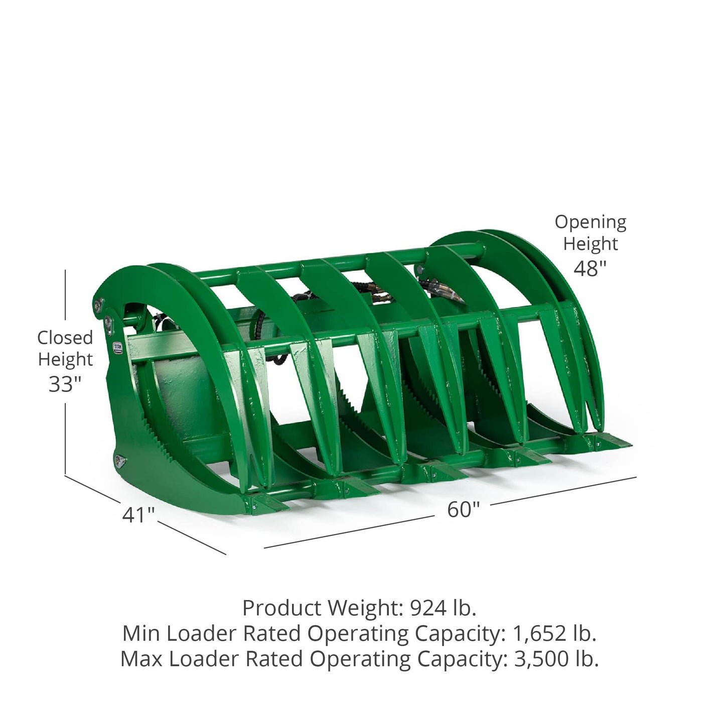 HD Root Grapple Rake Attachment Fits John Deere Loaders | 60" (Recommended for Series 2, 3, & 4 Tractors) - view 10