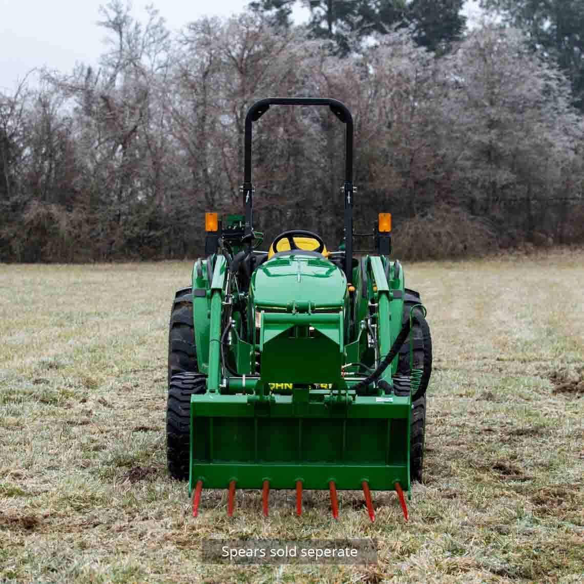 Tine Bucket Attachment with Optional Hay Bale Spears - Fits John Deere Loaders - Rake Size: 48" Frame - Spear Length: Frame Only - No Spears | 48" Frame / Frame Only - No Spears