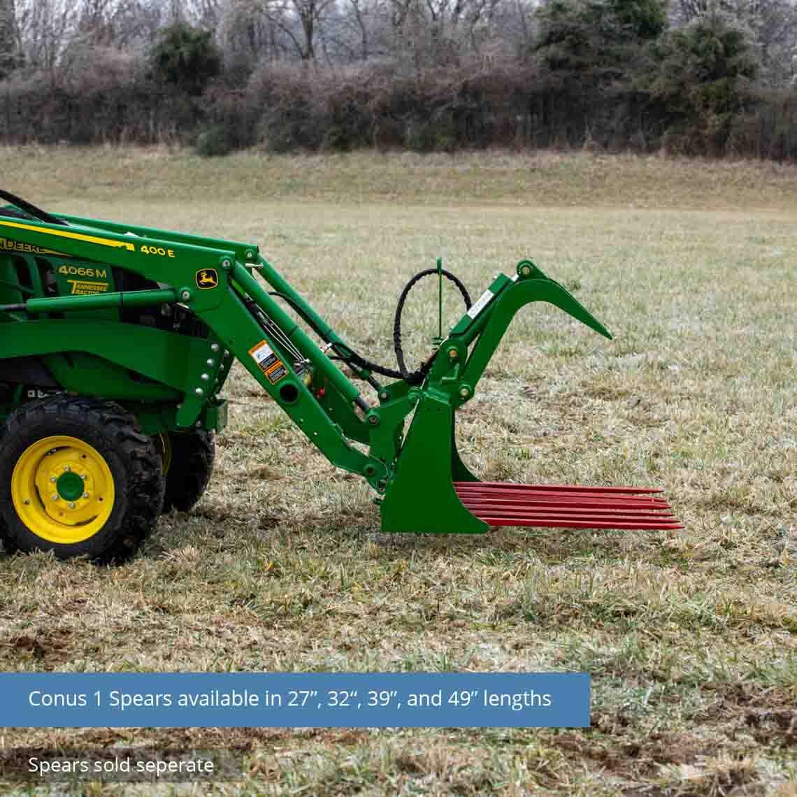 Tine Bucket Attachment with Optional Hay Bale Spears - Fits John Deere Loaders - Rake Size: 48" Frame - Spear Length: Frame Only - No Spears | 48" Frame / Frame Only - No Spears - view 9