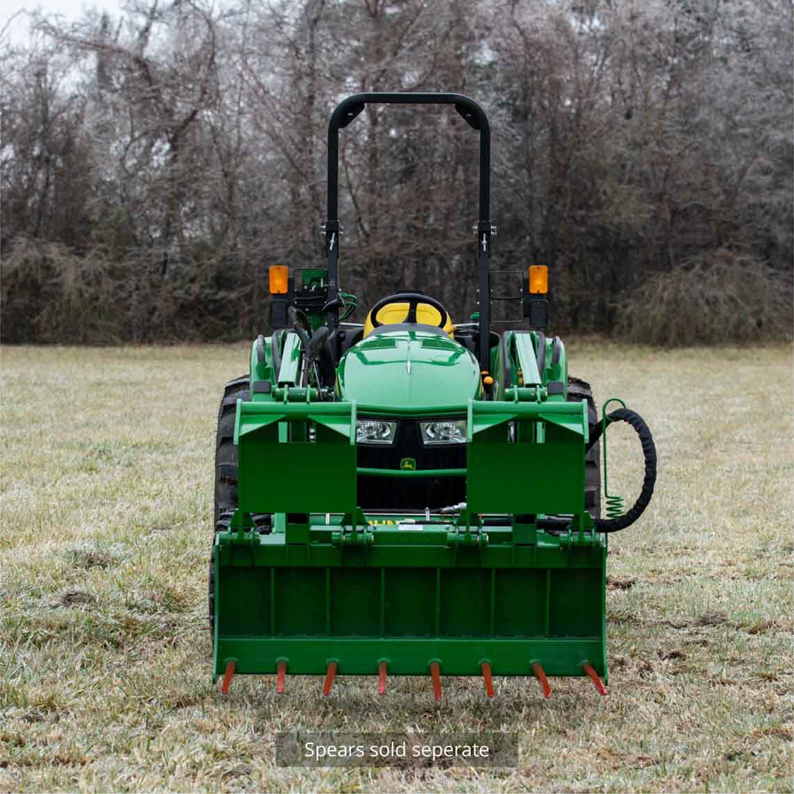 Tine Bucket Attachment with Optional Hay Bale Spears - Fits John Deere Loaders - Rake Size: 60" Frame - Spear Length: Frame Only - No Spears | 60" Frame / Frame Only - No Spears