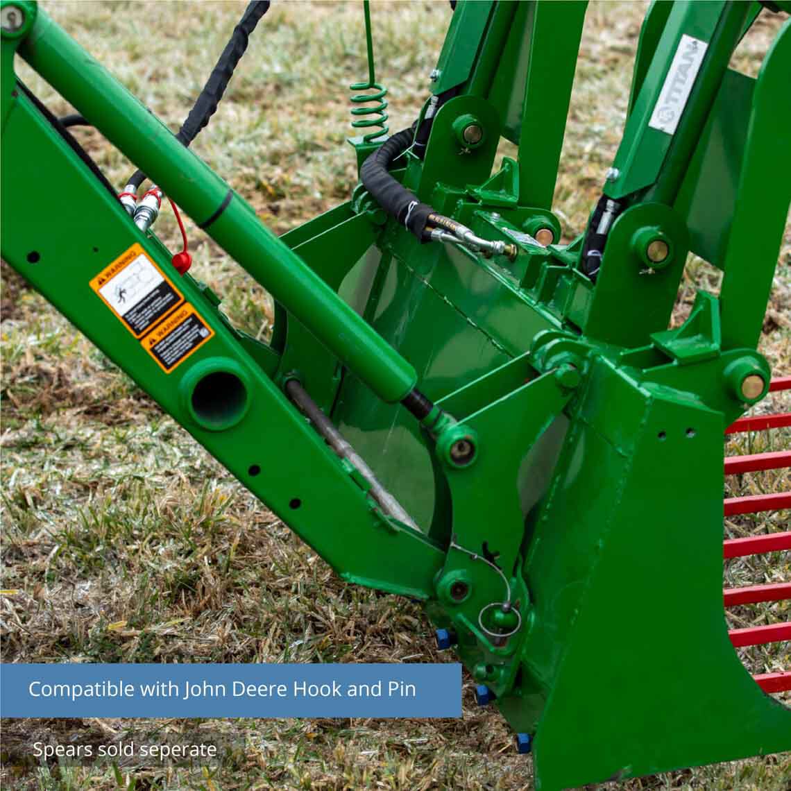 Tine Bucket Attachment with Optional Hay Bale Spears - Fits John Deere Loaders - Rake Size: 60" Frame - Spear Length: Frame Only - No Spears | 60" Frame / Frame Only - No Spears