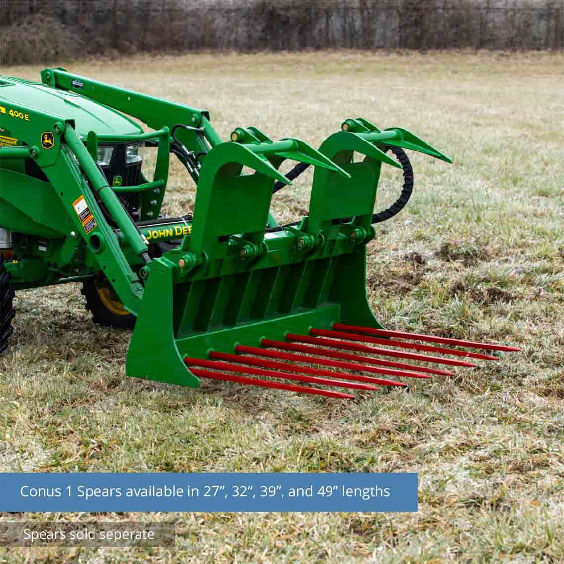 Tine Bucket Attachment with Optional Hay Bale Spears - Fits John Deere Loaders - Rake Size: 60" Frame - Spear Length: Frame Only - No Spears | 60" Frame / Frame Only - No Spears - view 24