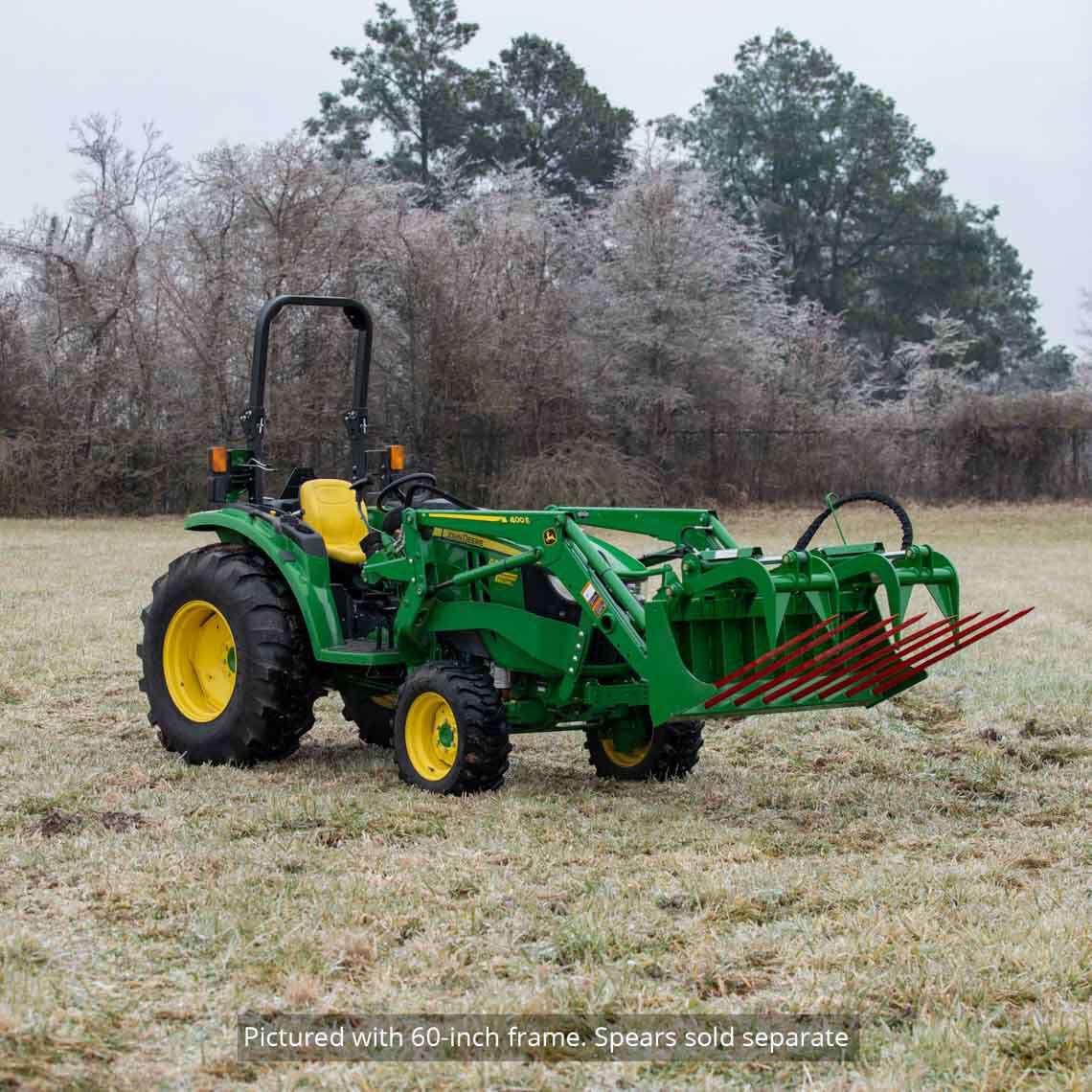 Tine Bucket Attachment with Optional Hay Bale Spears - Fits John Deere Loaders - Rake Size: 72" Frame - Spear Length: Frame Only - No Spears | 72" Frame / Frame Only - No Spears