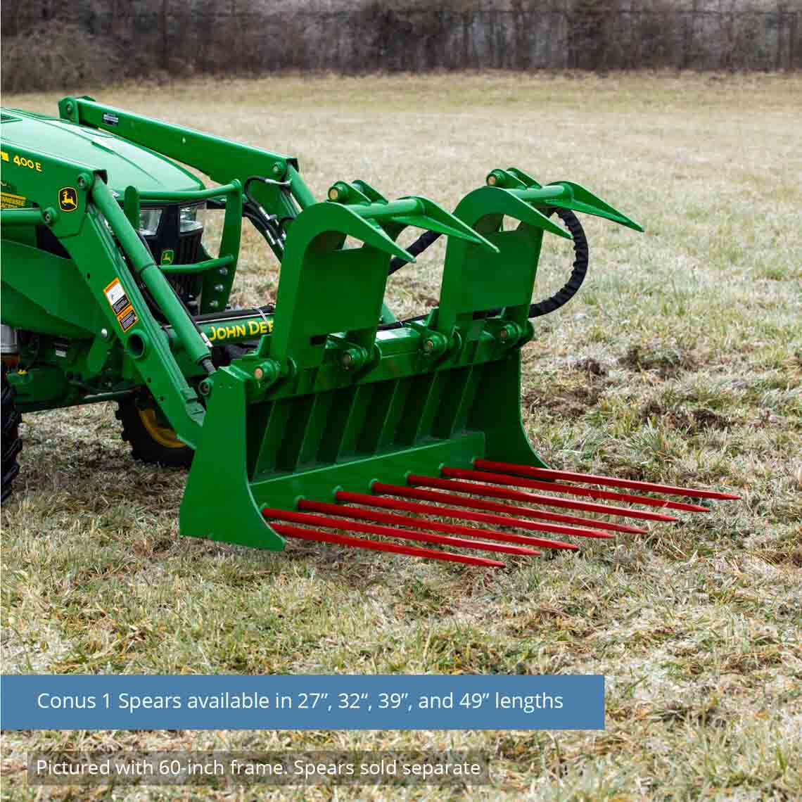 Tine Bucket Attachment with Optional Hay Bale Spears - Fits John Deere Loaders - Rake Size: 72" Frame - Spear Length: Frame Only - No Spears | 72" Frame / Frame Only - No Spears - view 147