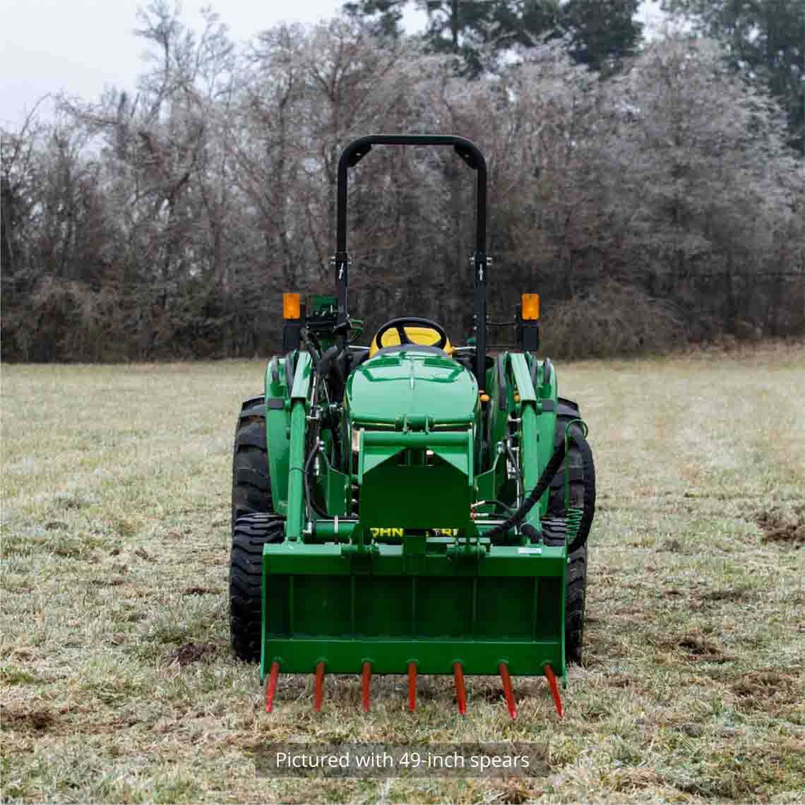 Tine Bucket Attachment with Optional Hay Bale Spears - Fits John Deere Loaders - Rake Size: 48" Frame - Spear Length: 39" | 48" Frame / 39" - view 52