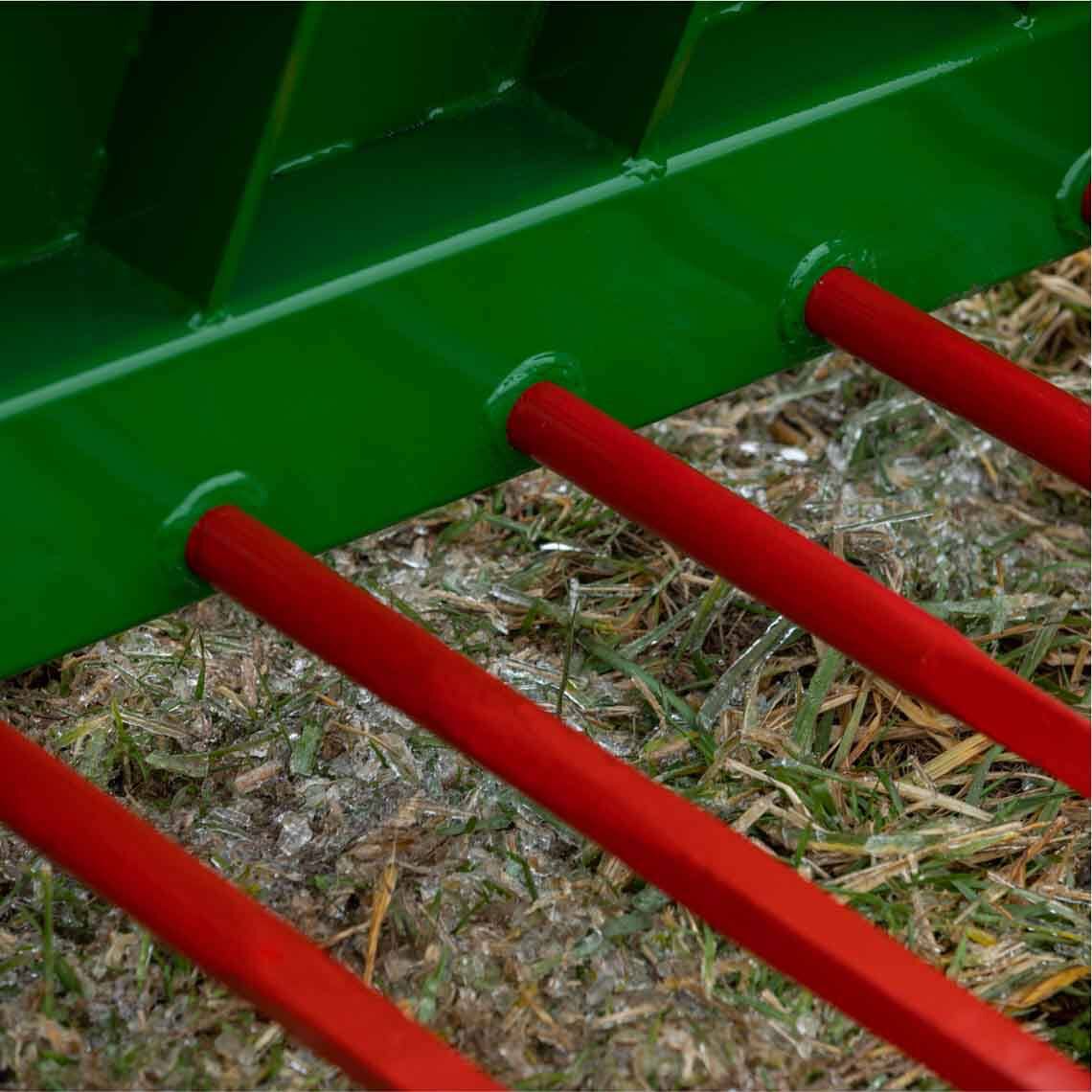 Tine Bucket Attachment with Optional Hay Bale Spears - Fits John Deere Loaders - Rake Size: 48" Frame - Spear Length: 49" | 48" Frame / 49"