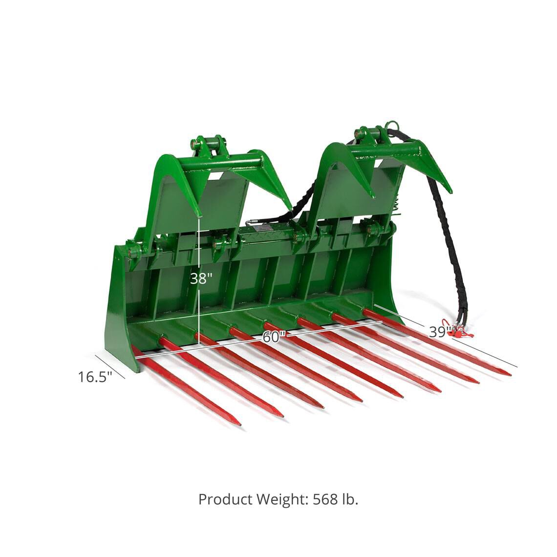 Tine Bucket Attachment with Optional Hay Bale Spears - Fits John Deere Loaders - Rake Size: 60" Frame - Spear Length: 39" | 60" Frame / 39" - view 121