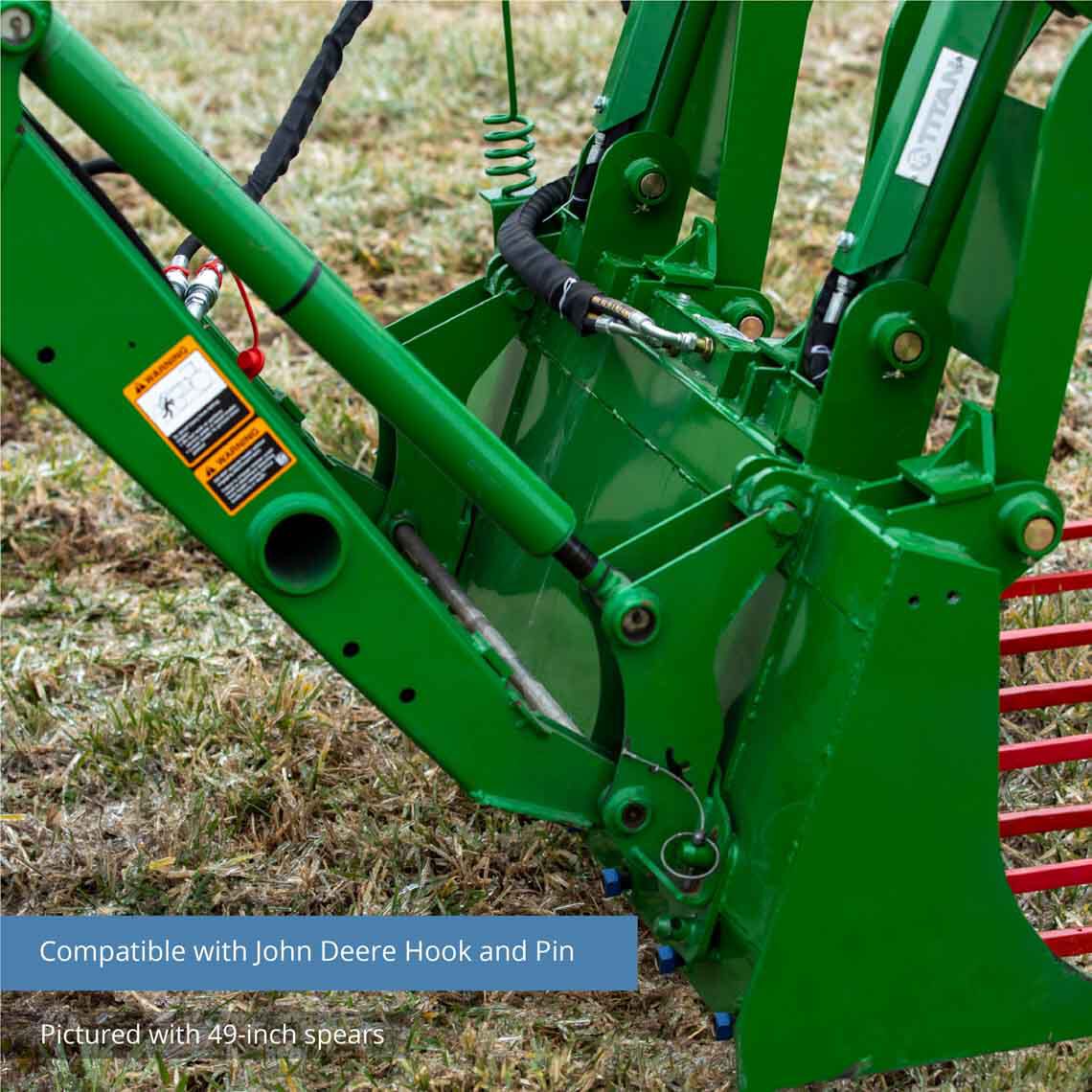 Tine Bucket Attachment with Optional Hay Bale Spears - Fits John Deere Loaders - Rake Size: 60" Frame - Spear Length: 39" | 60" Frame / 39" - view 115