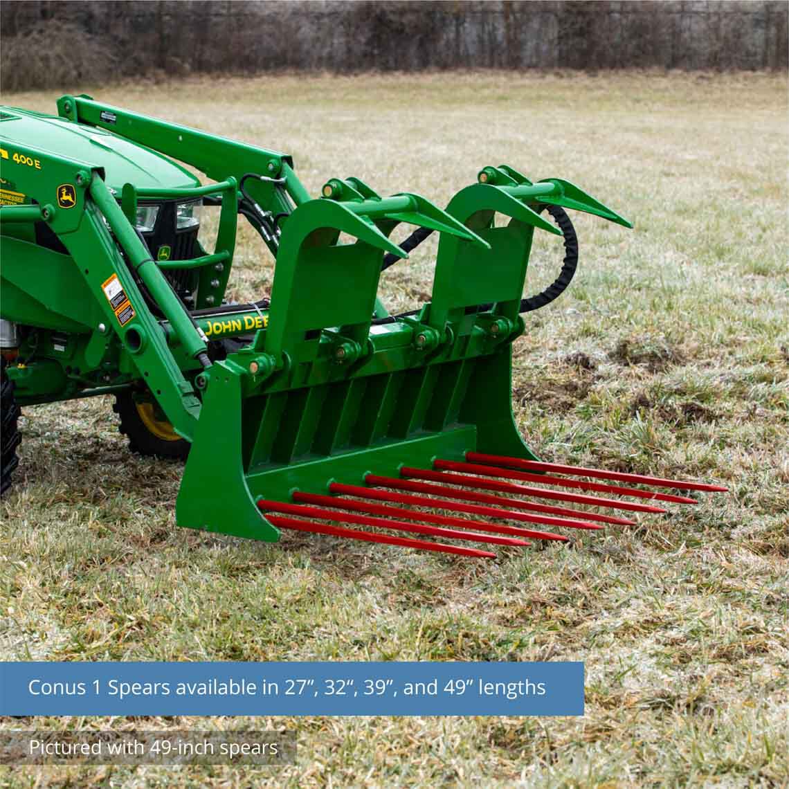 Tine Bucket Attachment with Optional Hay Bale Spears - Fits John Deere Loaders - Rake Size: 60" Frame - Spear Length: 39" | 60" Frame / 39" - view 116