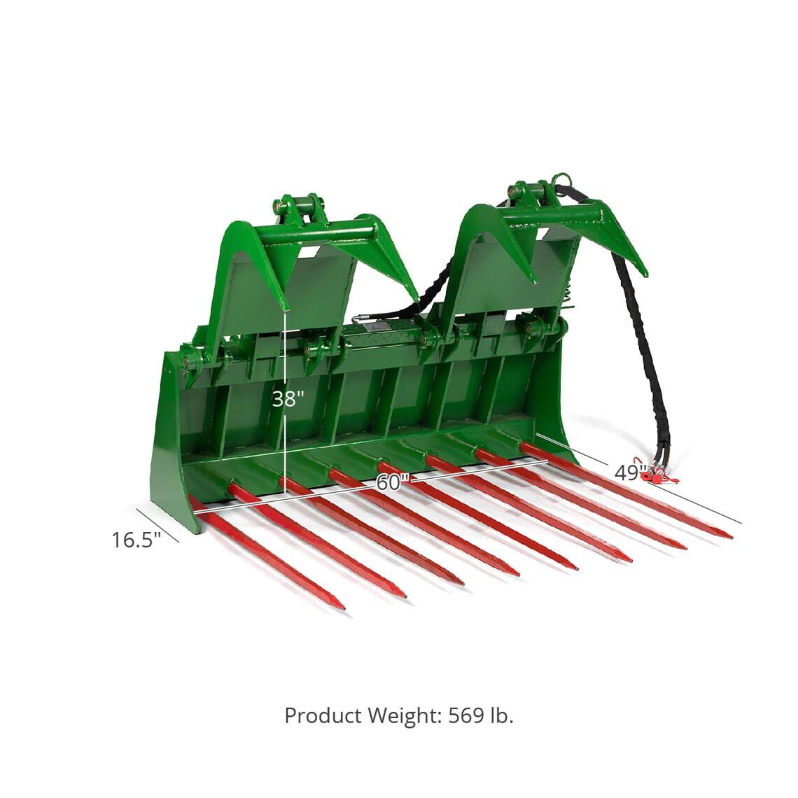 Tine Bucket Attachment with Optional Hay Bale Spears - Fits John Deere Loaders - Rake Size: 60" Frame - Spear Length: 49" | 60" Frame / 49" - view 136