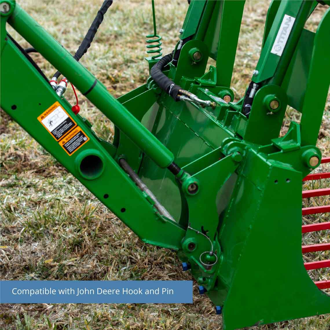 Tine Bucket Attachment with Optional Hay Bale Spears - Fits John Deere Loaders - Rake Size: 60" Frame - Spear Length: 49" | 60" Frame / 49" - view 130