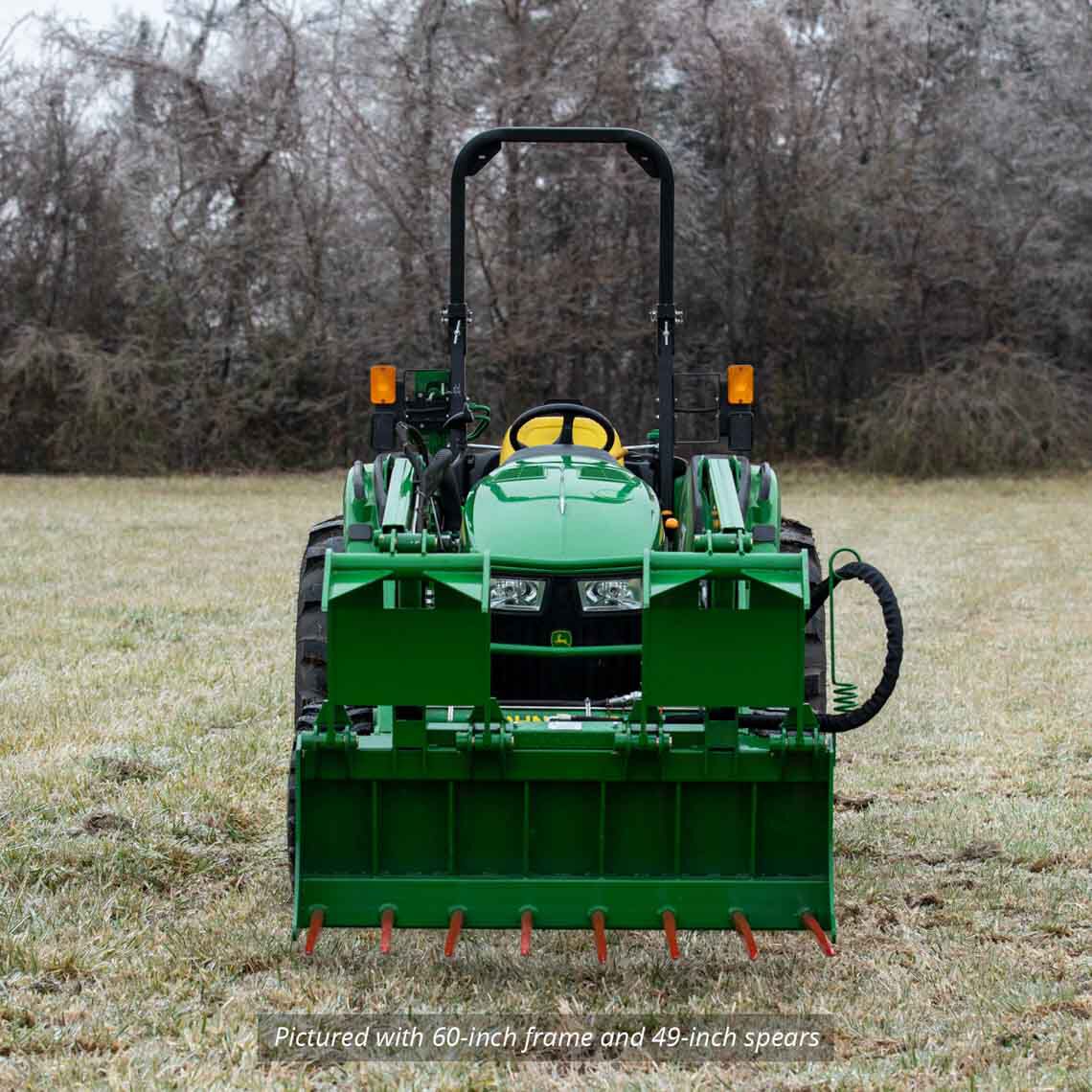 Tine Bucket Attachment with Optional Hay Bale Spears - Fits John Deere Loaders - Rake Size: 72" Frame - Spear Length: 39" | 72" Frame / 39" - view 180