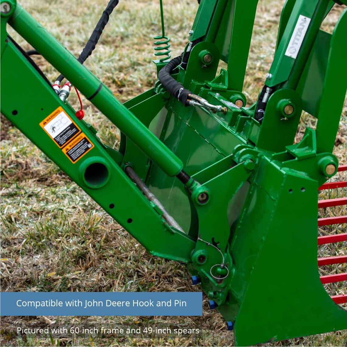 Tine Bucket Attachment with Optional Hay Bale Spears - Fits John Deere Loaders - Rake Size: 72" Frame - Spear Length: 39" | 72" Frame / 39" - view 186