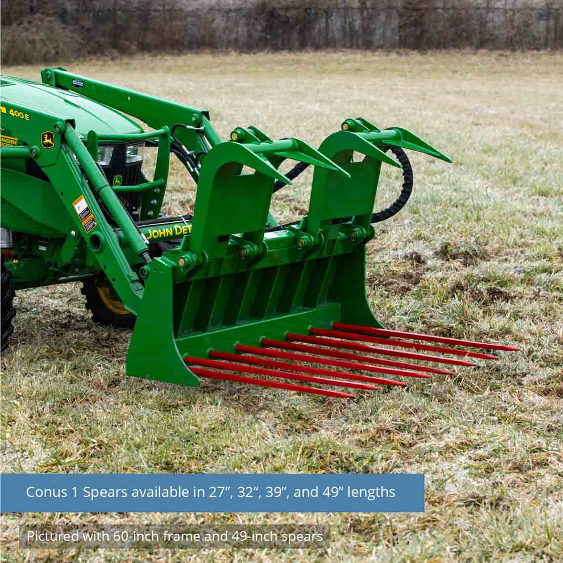 Tine Bucket Attachment with Optional Hay Bale Spears - Fits John Deere Loaders - Rake Size: 72" Frame - Spear Length: 39" | 72" Frame / 39" - view 187