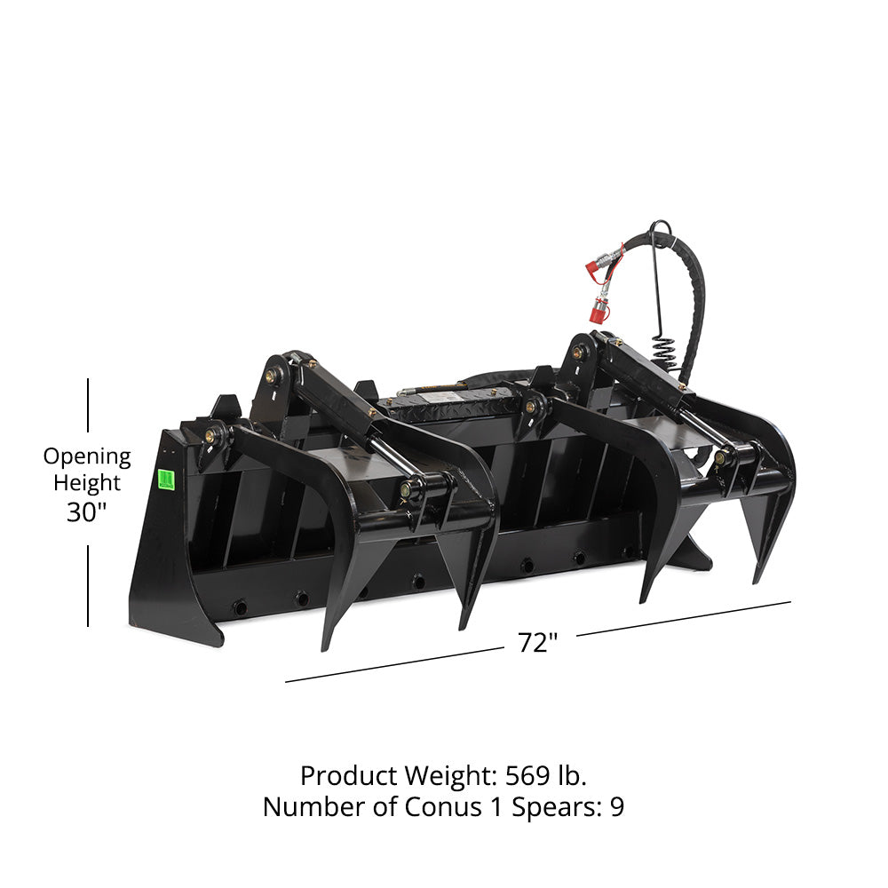 Scratch and Dent, 72" Manure Tine Grapple Bucket Attachment - view 10