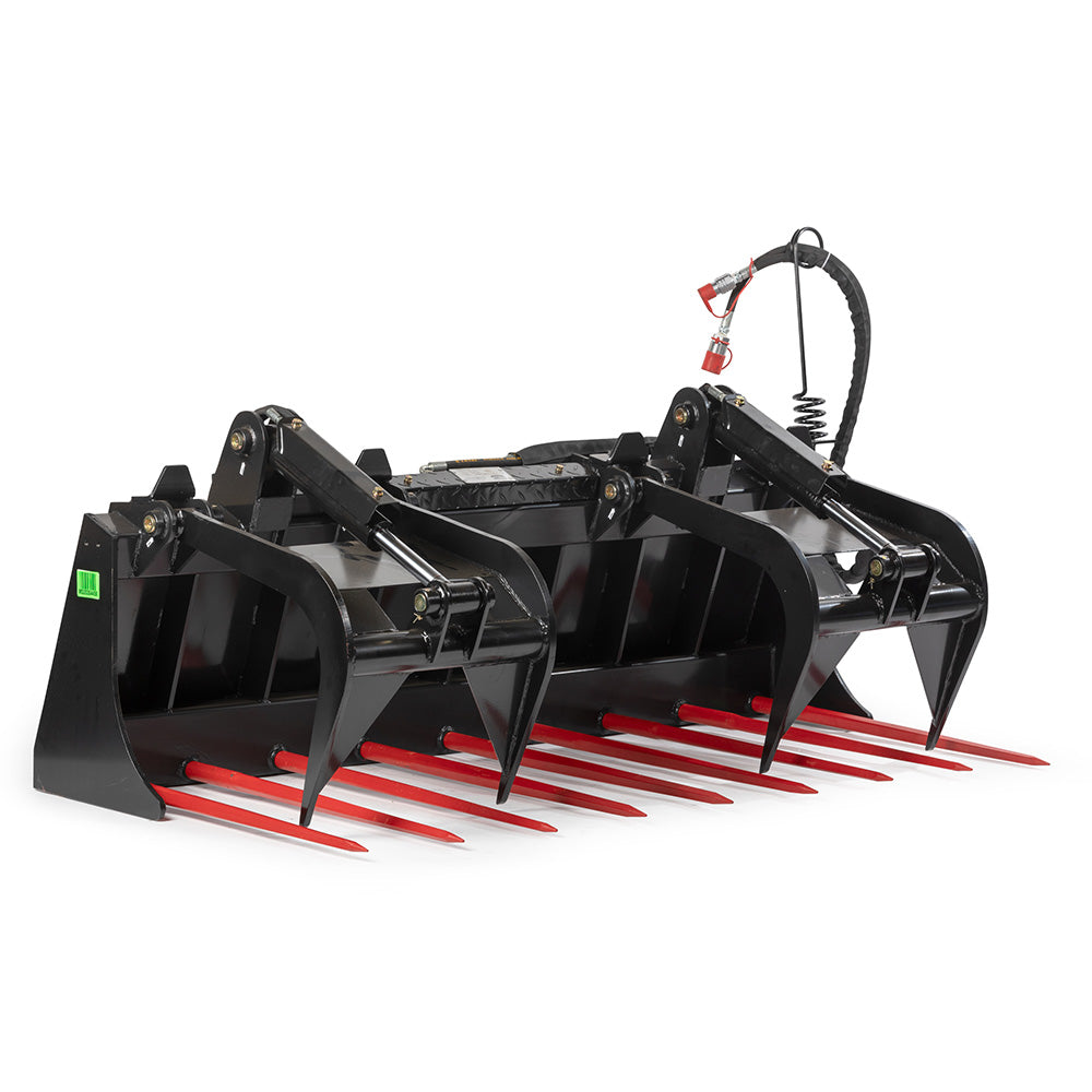 Manure Tine Grapple Bucket Attachment | 72" Frame + C1 39" Spears