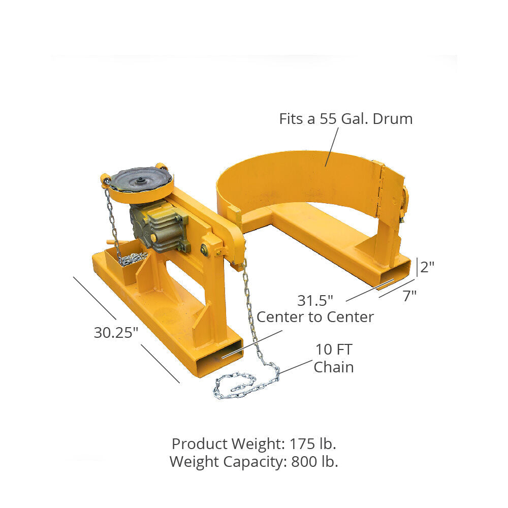 SCRATCH AND DENT - Fork Mounted Tilting 55 Gallon Drum Dumper | 800 LB Capacity - FINAL SALE