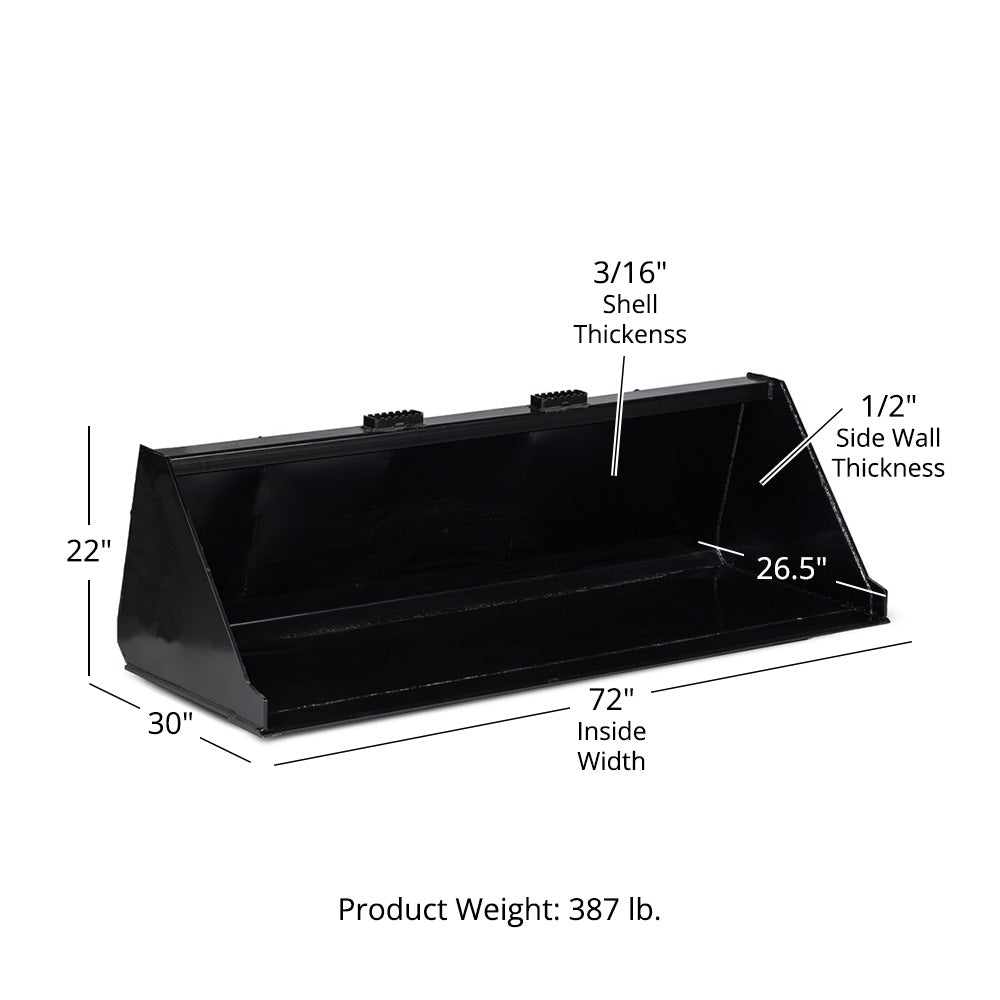 Skid Steer Bucket Attachment 3/16" Thick | 72"