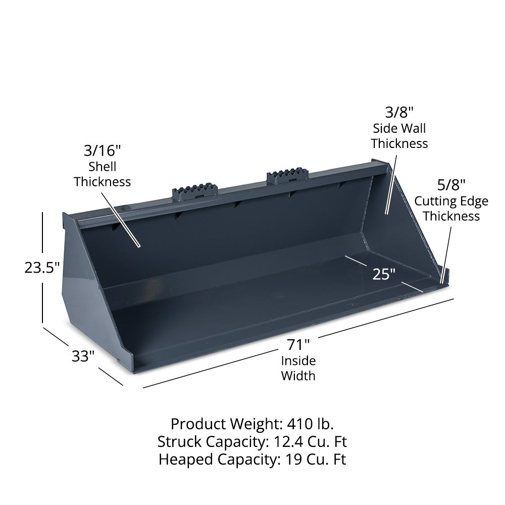 Scratch and Dent, USA Made 6 FT Skid Steer Dirt Bucket | Titan