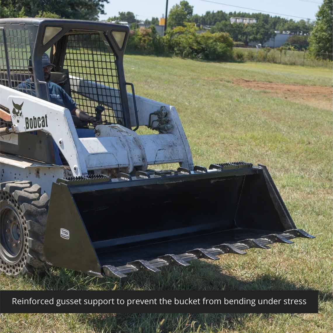 Heavy-Duty Skid Steer Dirt Bucket With Teeth | 72" - view 3