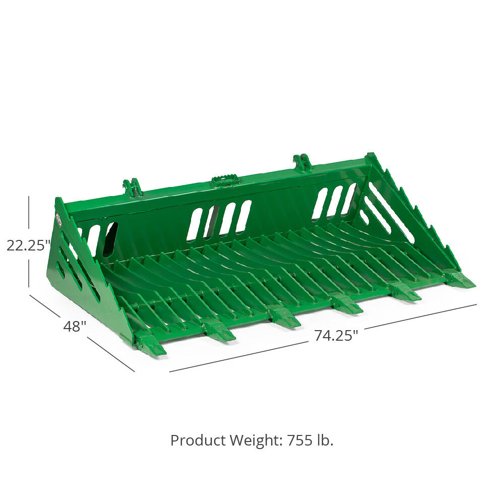 SCRATCH AND DENT - 72-in Fine Grade Skeleton Rock Bucket w/ Teeth For John Deere Loader - FINAL SALE - view 2