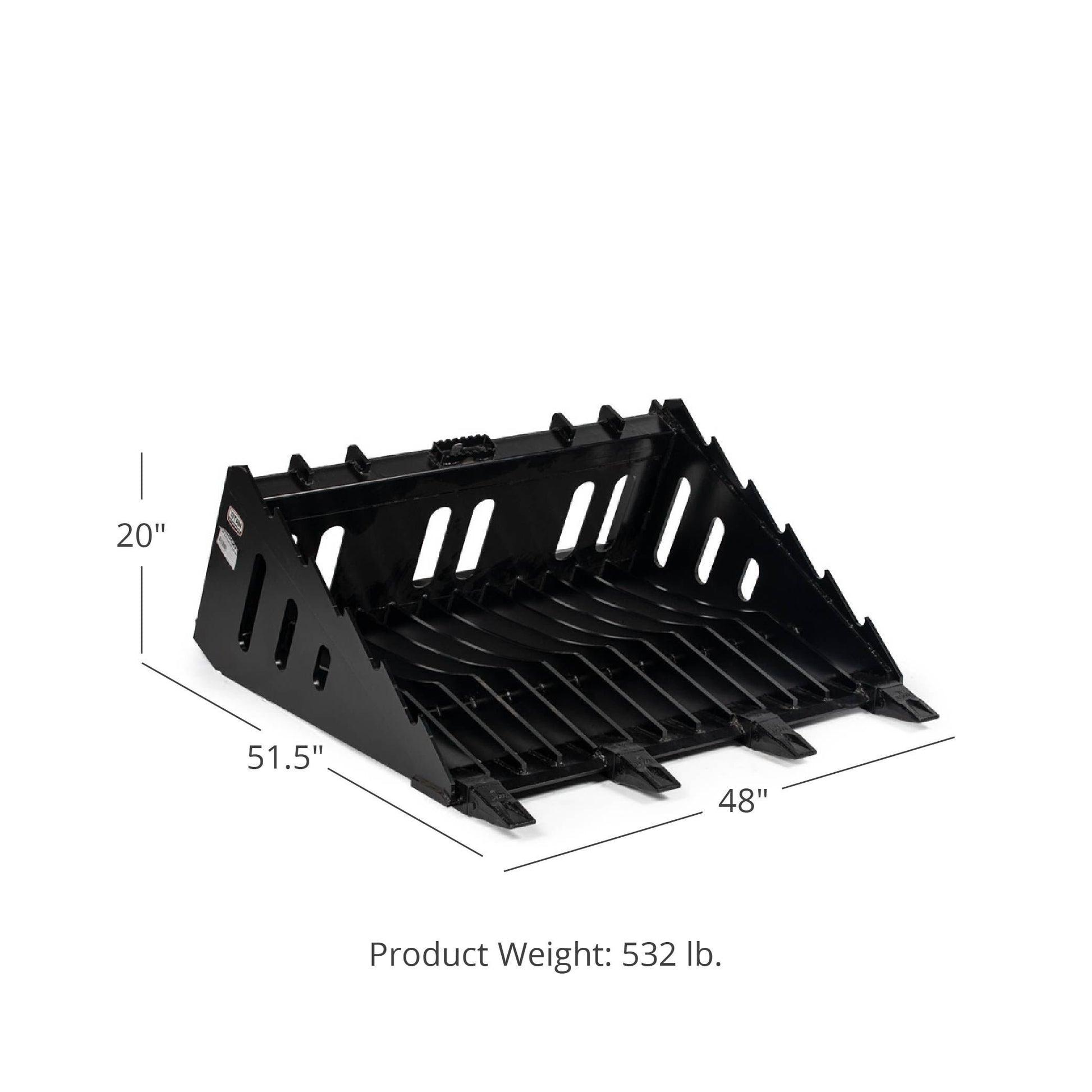 SCRATCH AND DENT - 48-in Fine Grade Skeleton Rock Bucket w/ Teeth For Skid Steers - FINAL SALE