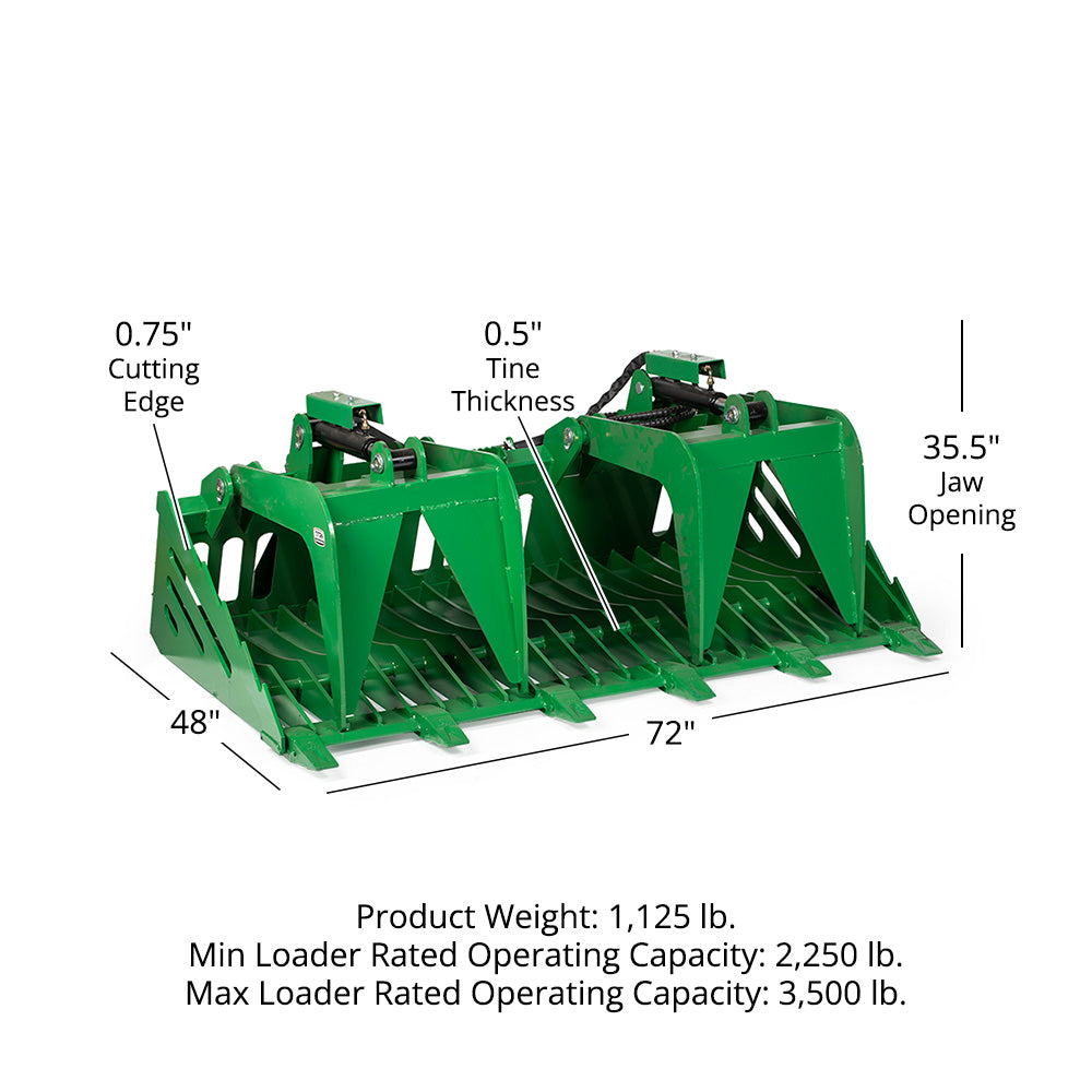 72" Fine Grade Skeleton Rock Grapple Bucket Fits John Deere Tractors - view 10