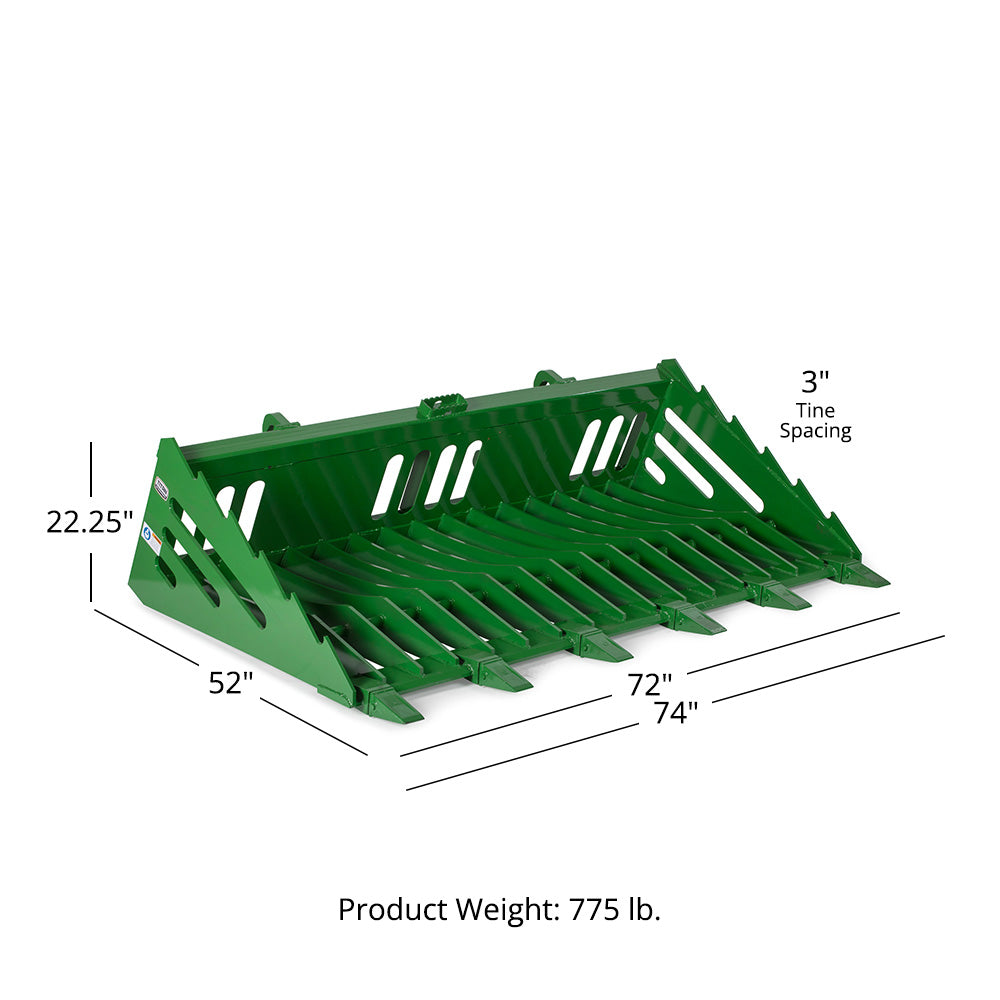 Global Euro Fine-Grade Skeleton Rock Bucket with Teeth | 72" - view 10